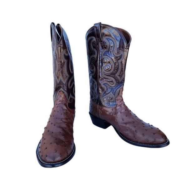 Tony Lama Other - Tony Lama ostrich full Quill dark brown leather boot exotic stitched men's size